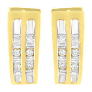 10K Yellow Gold 1/2 cttw Diamond Huggy Heart Hoop Earrings (I-J Clarity, I2-I3 Color)