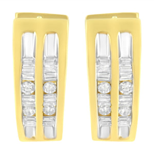 10K Yellow Gold 1/2 cttw Diamond Huggy Heart Hoop Earrings (I-J Clarity, I2-I3 Color)