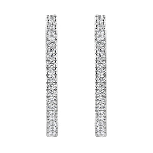 10KT White Gold 1 cttw Diamond Hoop Earrings (I-J Clarity, I2-I3 Color)