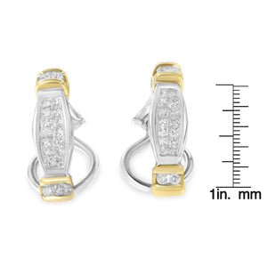 14K Two-Toned Gold Round and Princess Cut Diamond Earrings (0.5 cttw, H-I Color, SI2-I1 Clarity)