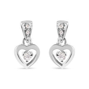 14K White Gold 1/6 Cttw Diamond Dangle Heart Stud Earrings (H-I, SI2-I1)