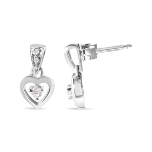 14K White Gold 1/6 Cttw Diamond Dangle Heart Stud Earrings (H-I, SI2-I1)