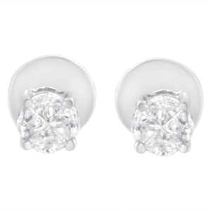 14K White Gold 1/2 Cttw Pie-Cut Diamond Solitaire Stud Earrings (H-I Color, SI1-SI2 Clarity)