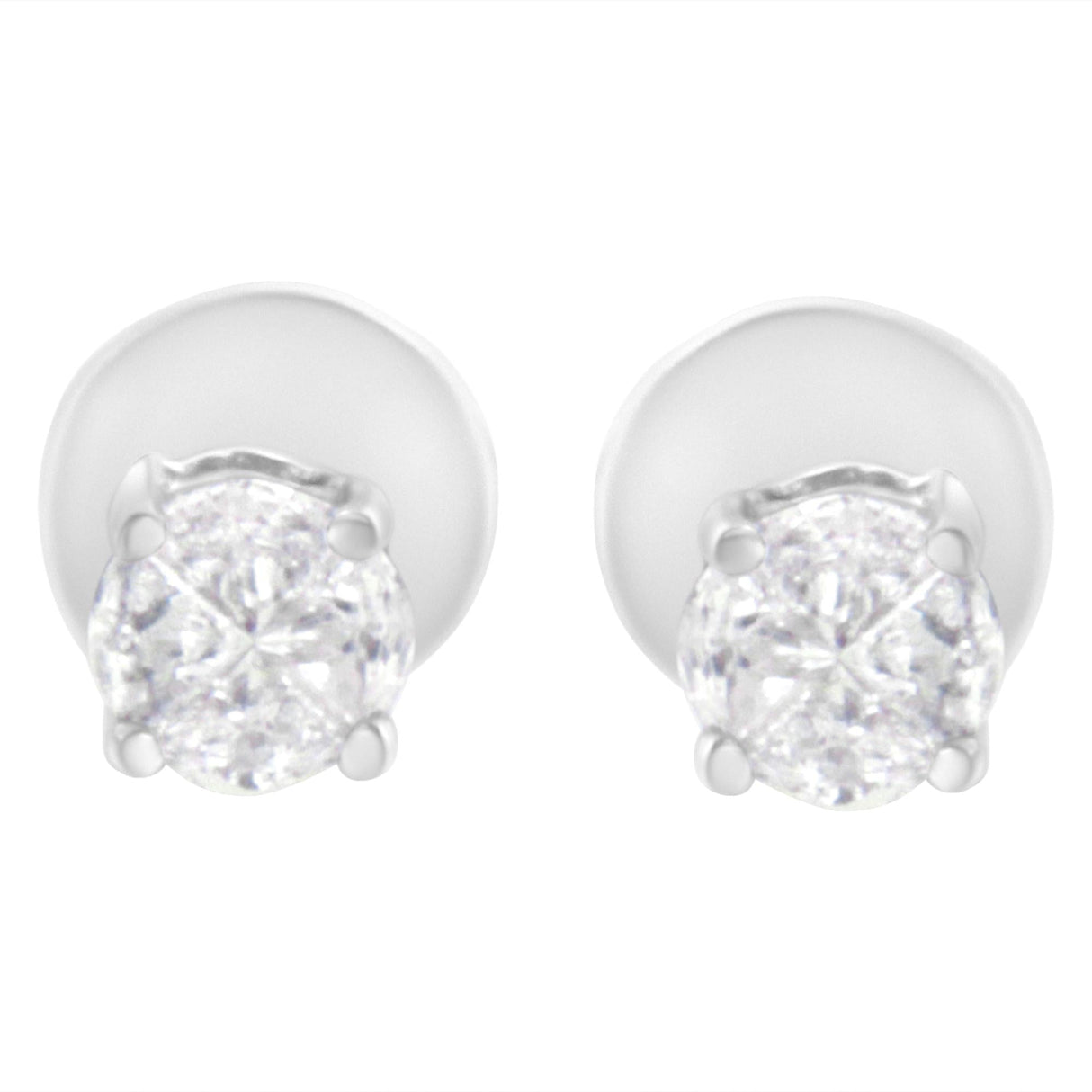 14K White Gold 1/2 Cttw Pie-Cut Diamond Solitaire Stud Earrings (H-I Color, SI1-SI2 Clarity)