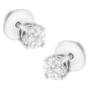 14K White Gold 1/2 Cttw Pie-Cut Diamond Solitaire Stud Earrings (H-I Color, SI1-SI2 Clarity)
