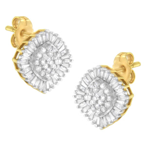 10K Yellow Gold 1/2 cttw Diamond Cluster Cocktail Stud Earrings (I-J, I1-I2)