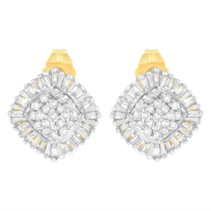 10K Yellow Gold 1/2 cttw Diamond Cluster Cocktail Stud Earrings (I-J, I1-I2)