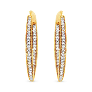 10K Yellow Gold 1/2 Cttw Round-Cut Diamond Modern Hoop Earrings (I-J Color, I2-I3 Clarity)