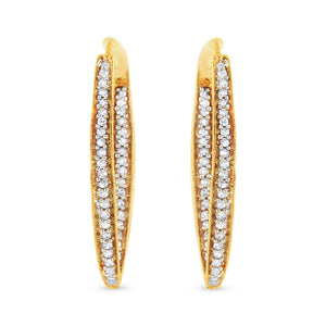 10K Yellow Gold 1/2 Cttw Round-Cut Diamond Modern Hoop Earrings (I-J Color, I2-I3 Clarity)