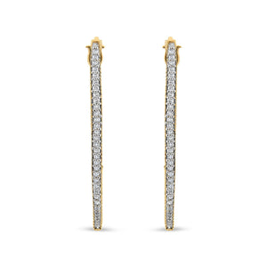 10K Yellow Gold 1/2 Cttw Prong Set Round-Cut Diamond Modern Hoop Earrings (I-J Color, SI1-SI2 Clarity)