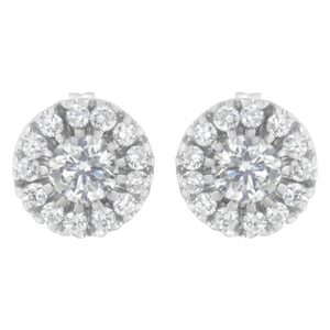 14k White Gold 1 cttw Diamond Halo Stud Earrings (I-J Clarity, I1-I2 Color)