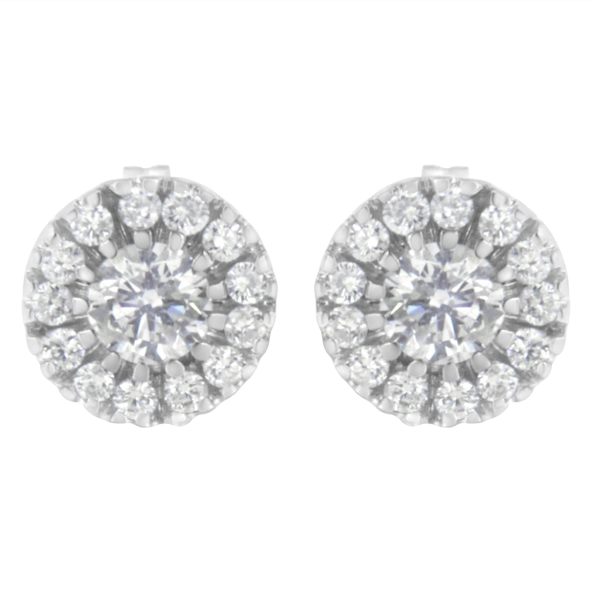 14k White Gold 1 cttw Diamond Halo Stud Earrings (I-J Clarity, I1-I2 Color)