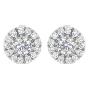 14k White Gold 1 cttw Diamond Halo Stud Earrings (I-J Clarity, I1-I2 Color)