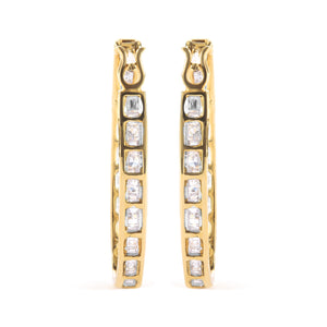 10K Yellow Gold 1.00 Cttw Round and Baguette-Cut Diamond U-Hoop Earrings (H-I Color, SI2-I1 Clarity)