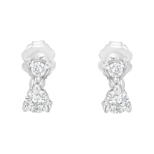 14KT White Gold 1/2 cttw Double Diamond Dangle Stud Earrings (H-I, I1-I2)
