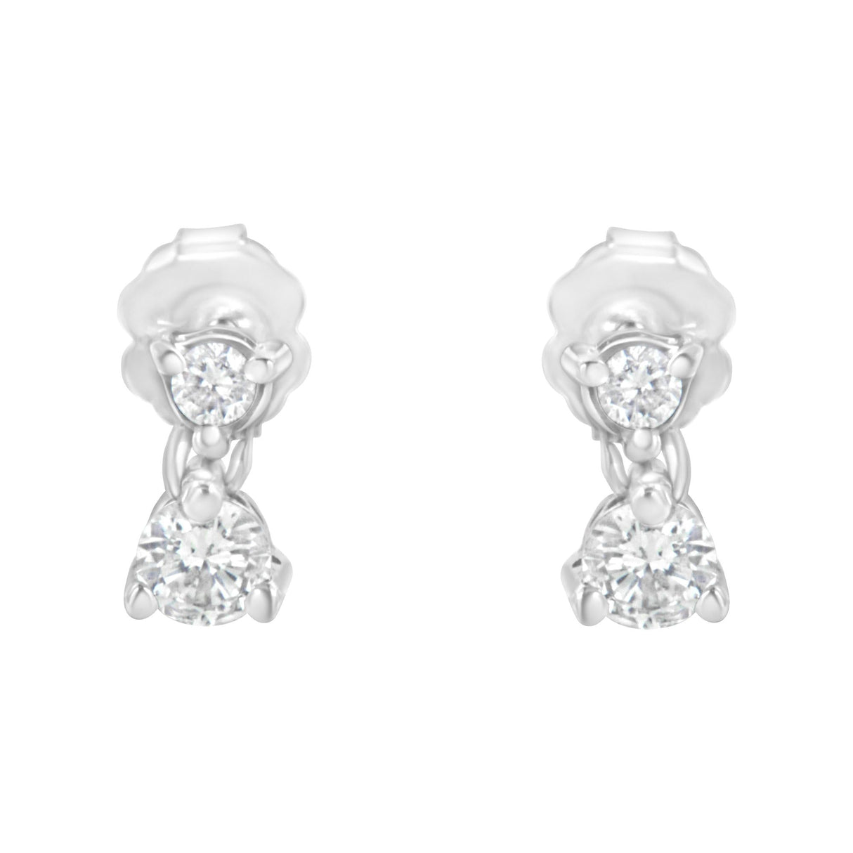 14K White Gold 1 cttw Double Diamond Stud Earrings (I-J Clarity, I2-I3 Color)