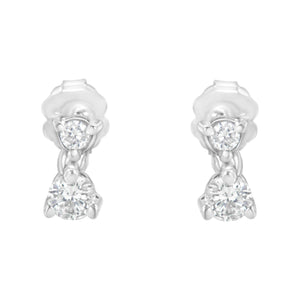 14K White Gold 1/3 cttw Double Diamond Stud Earrings (H-I Clarity, I1-I2 Color)