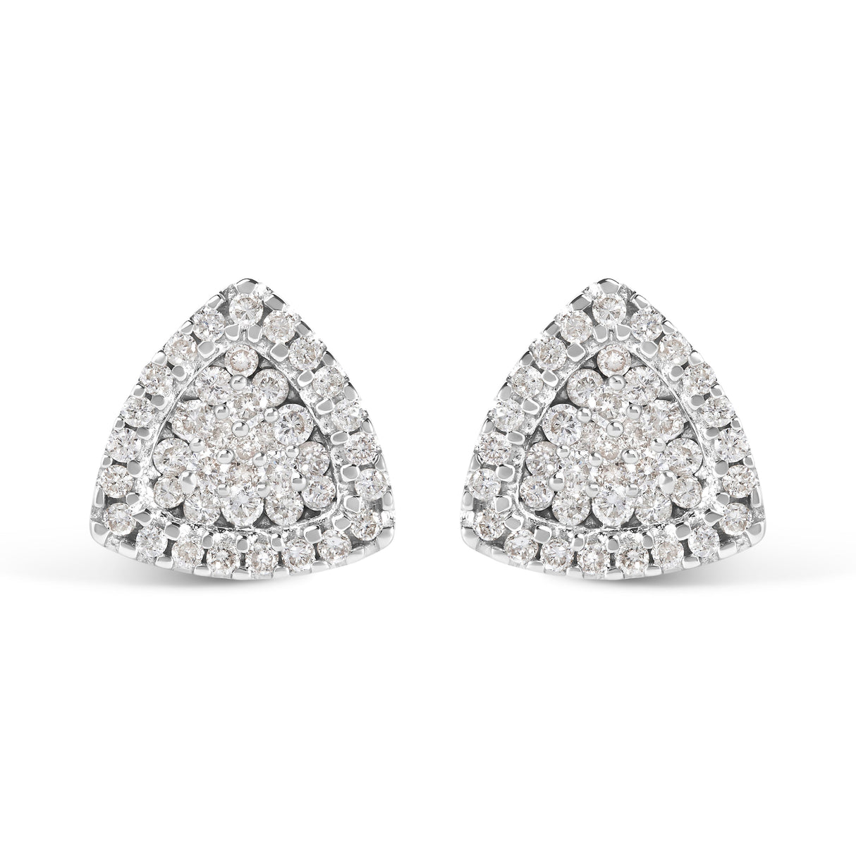 14K White Gold 1/2 cttw Trillion Shaped Diamond Stud Earrings (H-I Clarity, SI2-I1 Color)