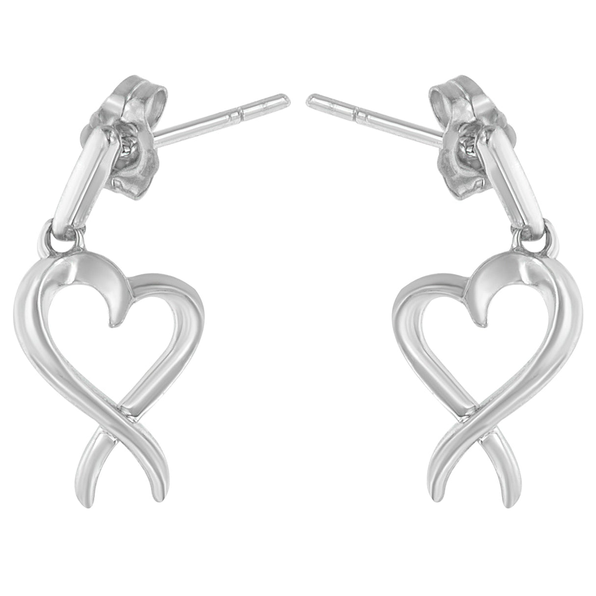 Sterling Silver Dangle-Heart Earrings