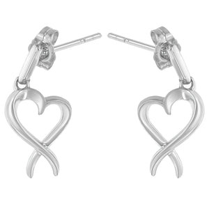 Sterling Silver Dangle-Heart Earrings