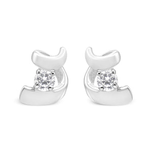 .925 Sterling Silver Round Cut Diamond Fashion Stud Earrings (0.10 cttw, I-J Color, I2-I3 Clarity)