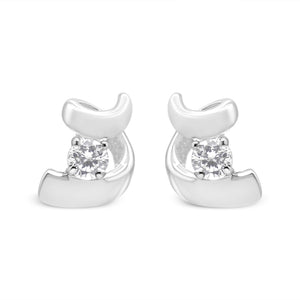 .925 Sterling Silver Round Cut Diamond Fashion Earrings (0.10 cttw, I-J Color, I2-I3 Clarity)