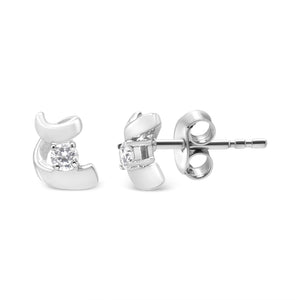 .925 Sterling Silver Round Cut Diamond Fashion Stud Earrings (0.10 cttw, I-J Color, I2-I3 Clarity)