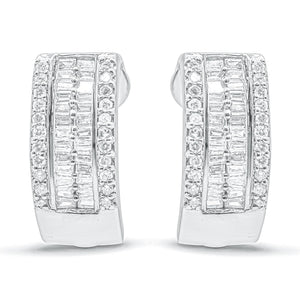 14K White Gold 1 cttw Diamond Huggy Earrings (H-I, SI2-I1)