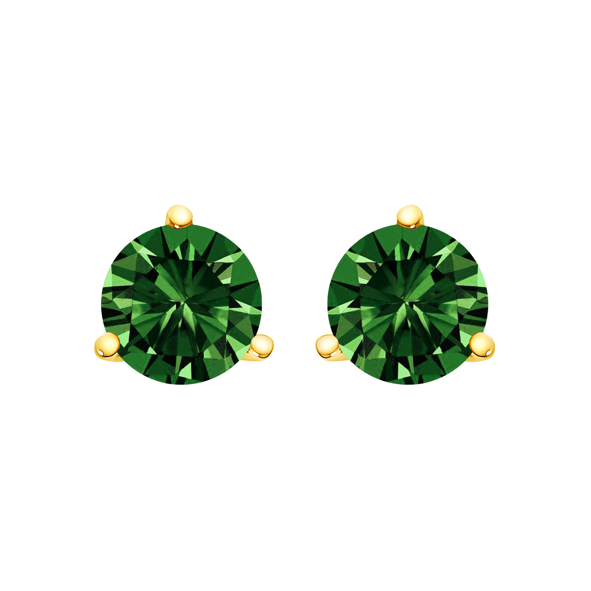 14K White Gold 1.0 Cttw 3-Prong Martini Set Lab Grown Green Diamond Solitaire Stud Earrings