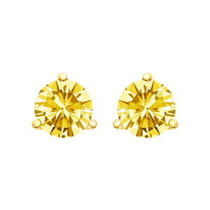 14K White Gold 3-Prong Martini Set 1.0 Cttw Yellow Lab Grown Diamond Solitaire Stud Earrings