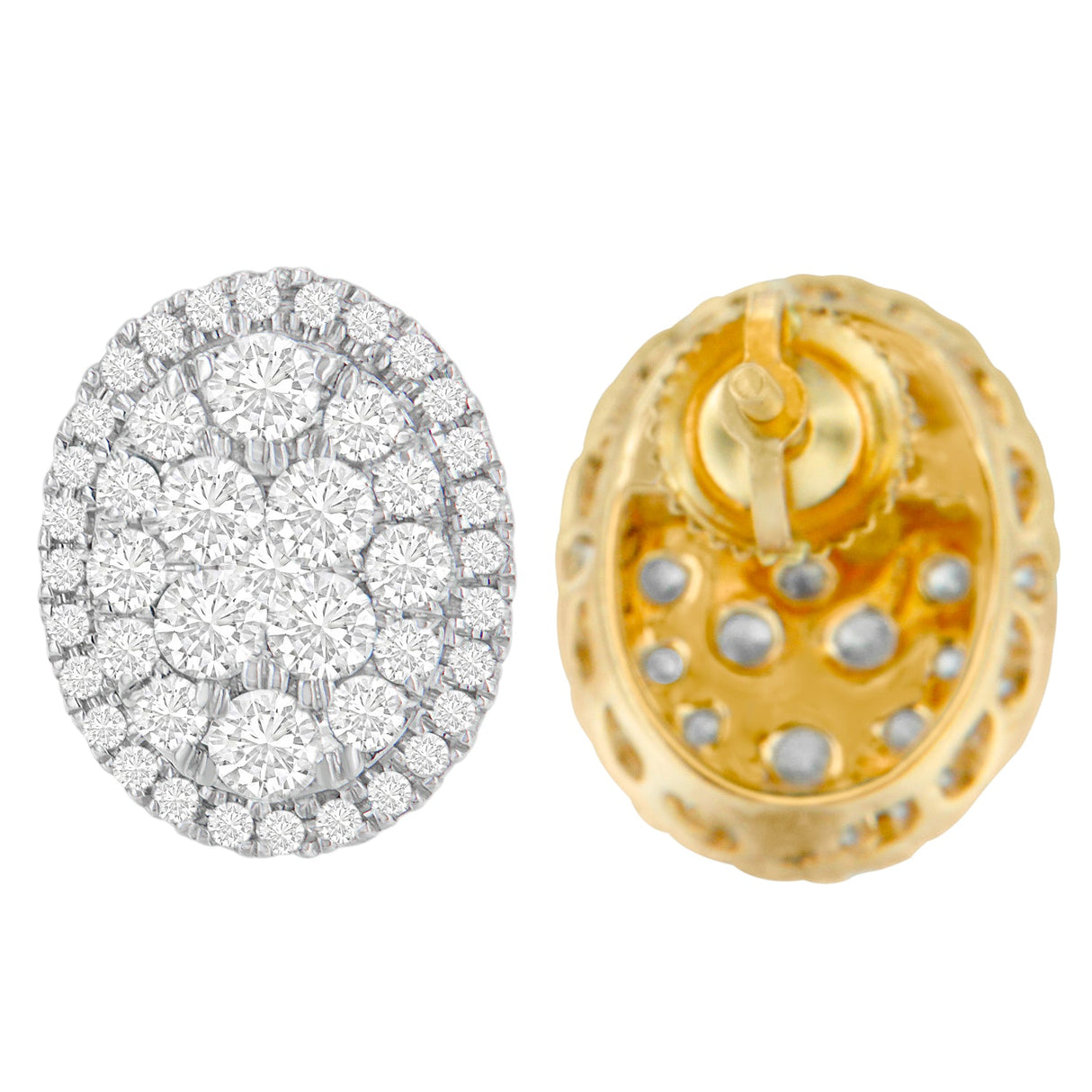 14K Yellow Gold 1 3/4 cttw Round Cut Diamond Earrings (H-I, I1-I2)