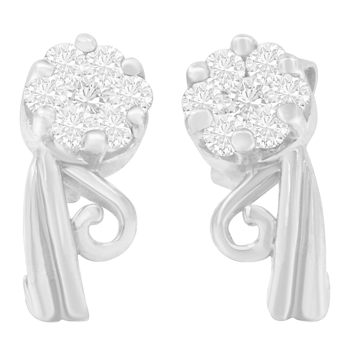 14K White Gold 1/2 cttw Round Cut Diamond Earrings (H-I, I1-I2)