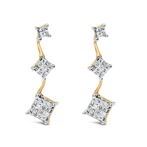 14K Yellow Gold 1 cttw Princess Cut Diamond Earrings (H-I, SI1-SI2)