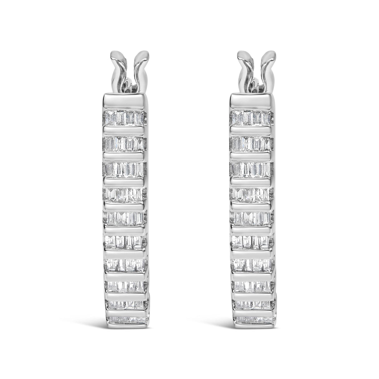 14K White Gold 5/8 cttw Baguette Cut Diamond Earrings (H-I, SI1-SI2)