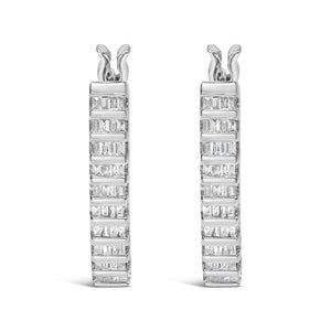 14K White Gold 5/8 cttw Baguette Cut Diamond Earrings (H-I, SI1-SI2)