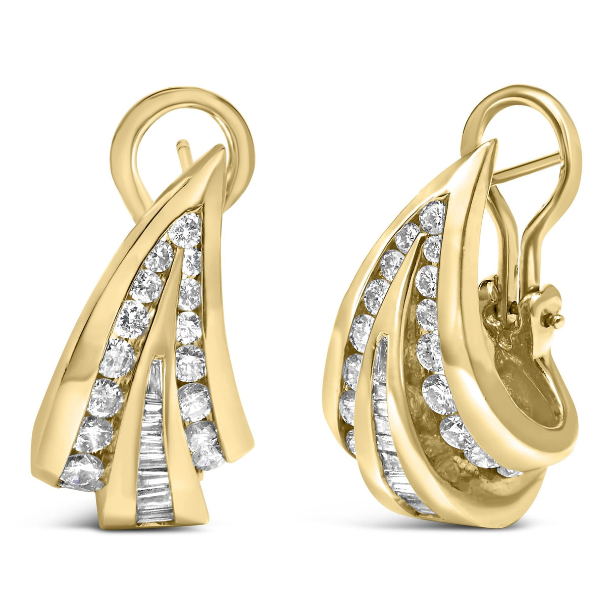 14K Yellow Gold 2 1/4 cttw Diamond Huggy Earrings (I-J, SI1-I2)