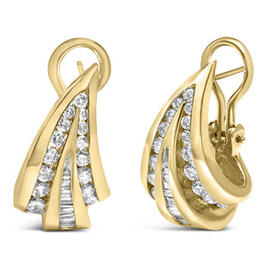 14K Yellow Gold 2 1/4 cttw Diamond Huggy Earrings (I-J, SI1-I2)