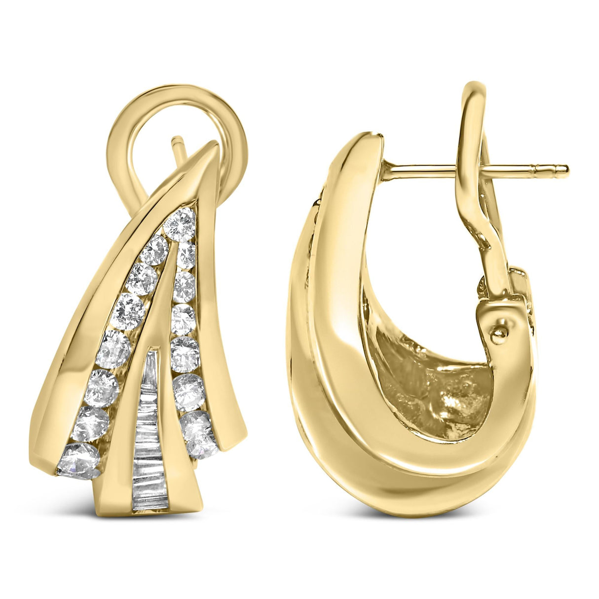14K Yellow Gold 2 1/4 cttw Diamond Huggy Earrings (I-J, SI1-I2)
