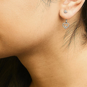 .925 Sterling Silver 1/4 Cttw Diamond Swirl Heart Front/Back Earrings (I-J Color, I2-I3 Clarity)