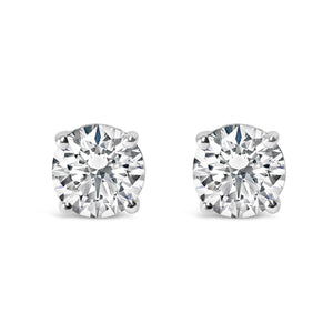 14K Gold Round Lab Grown Diamond Solitaire Stud Earrings with Screw Backs