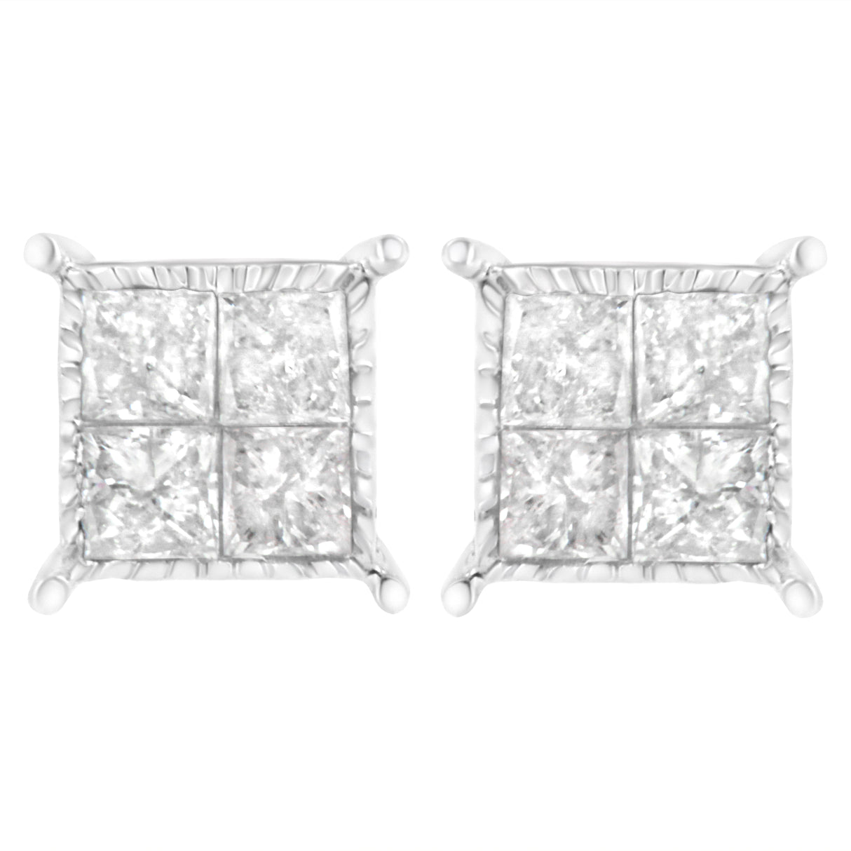 Sterling Silver 3/4 cttw Composite Diamond Stud Earrings (I-J, I2-I3)