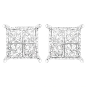 Sterling Silver 3/4 cttw Composite Diamond Stud Earrings (I-J, I2-I3)