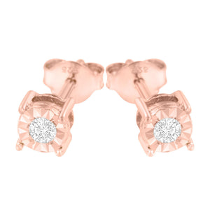 .925 Sterling Silver 1/5 Cttw Round Near Colorless Diamond Miracle-Set Stud Earrings