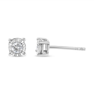 .925 Sterling Silver 1/5 Cttw Round Near Colorless Diamond Miracle-Set Stud Earrings