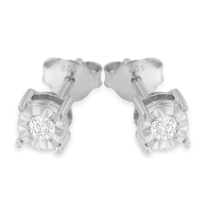 .925 Sterling Silver 1/5 Cttw Round Near Colorless Diamond Miracle-Set Stud Earrings