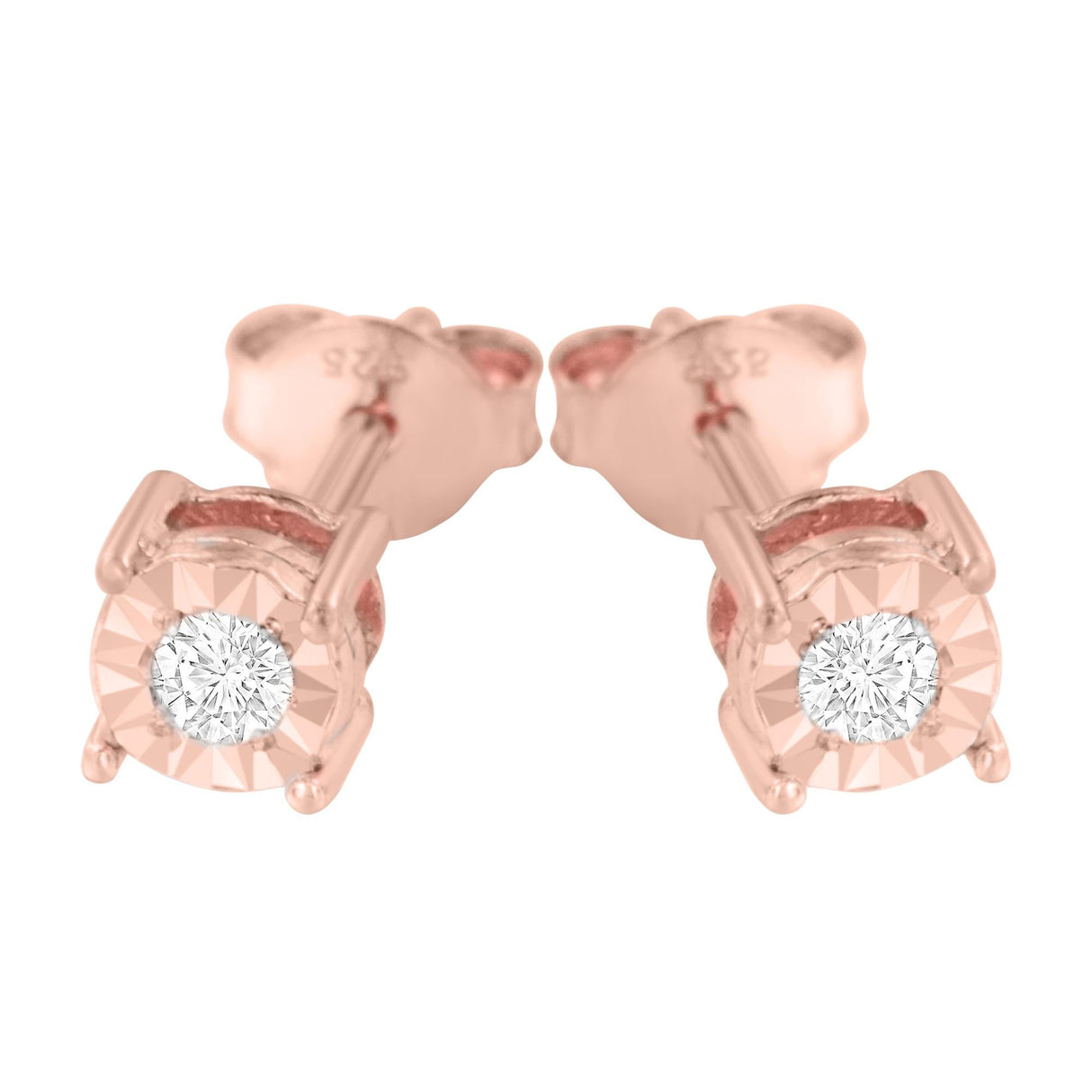 .925 Sterling Silver 1/10 Cttw Round Brilliant-Cut Diamond Miracle-Set Stud Earrings