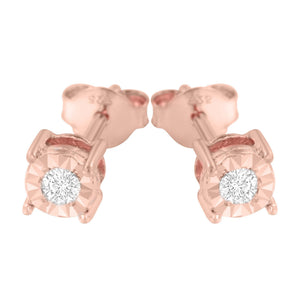 .925 Sterling Silver 1/10 Cttw Round Brilliant-Cut Diamond Miracle-Set Stud Earrings