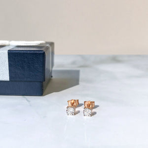 .925 Sterling Silver 1/10 Cttw Round Brilliant-Cut Lab Grown Diamond Miracle-Set Stud Earrings (F-G Color, VS1-VS2 Clarity)