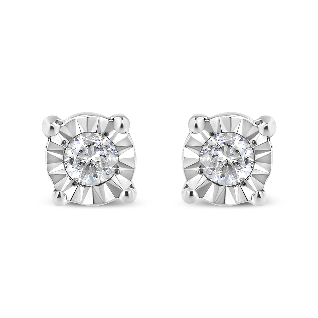 10K Yellow Gold Plated .925 Sterling Silver 1/10 Cttw Round Brilliant-Cut Diamond Miracle-Set Stud Earrings (J-K Color, I3 Clarity)