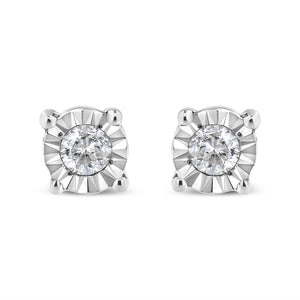 10K Yellow Gold Plated .925 Sterling Silver 1/10 Cttw Round Brilliant-Cut Diamond Miracle-Set Stud Earrings (J-K Color, I3 Clarity)